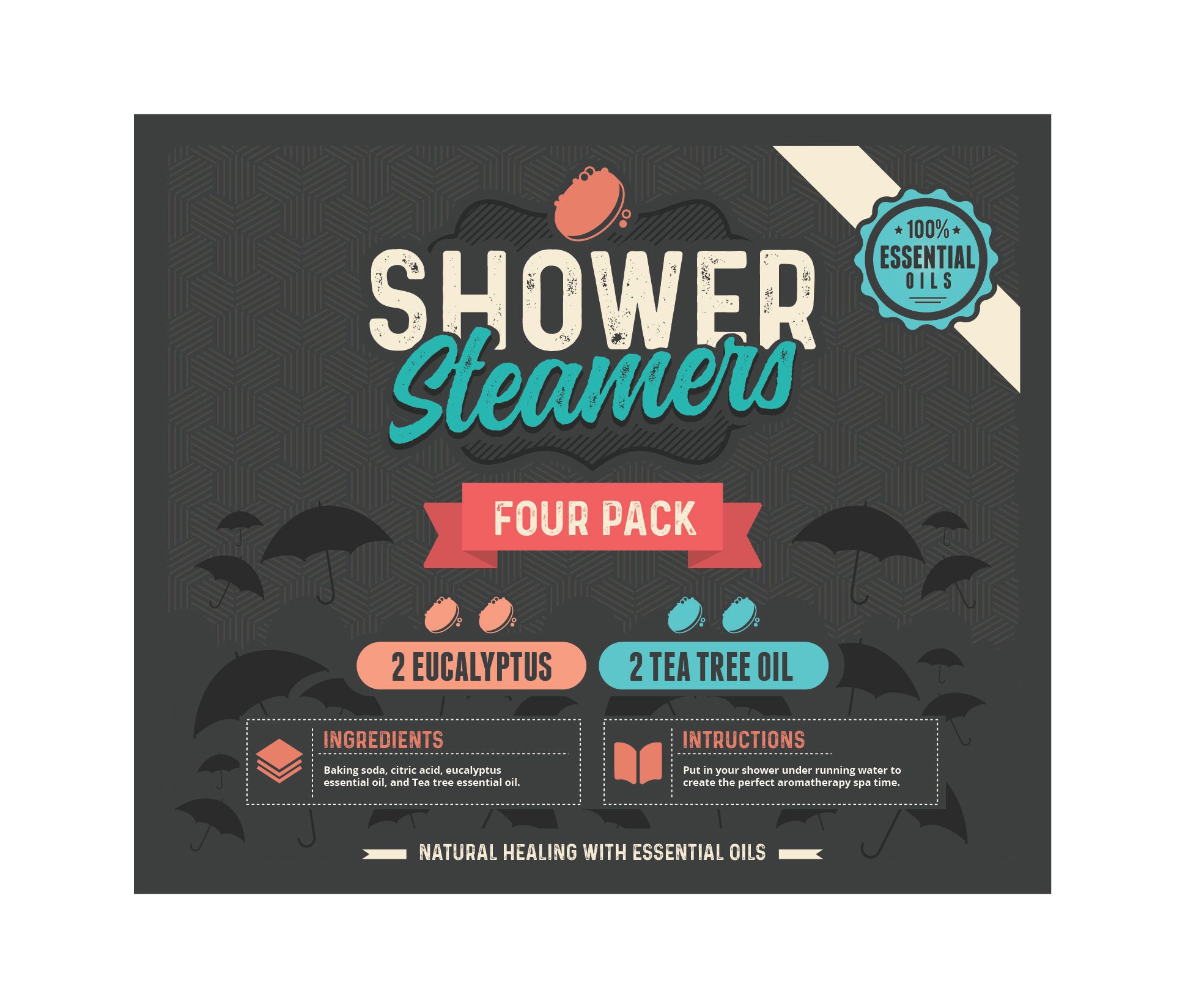 Eucalyptus and Tea Tree Shower Steamers 4 Pack by Soapie Shoppe
